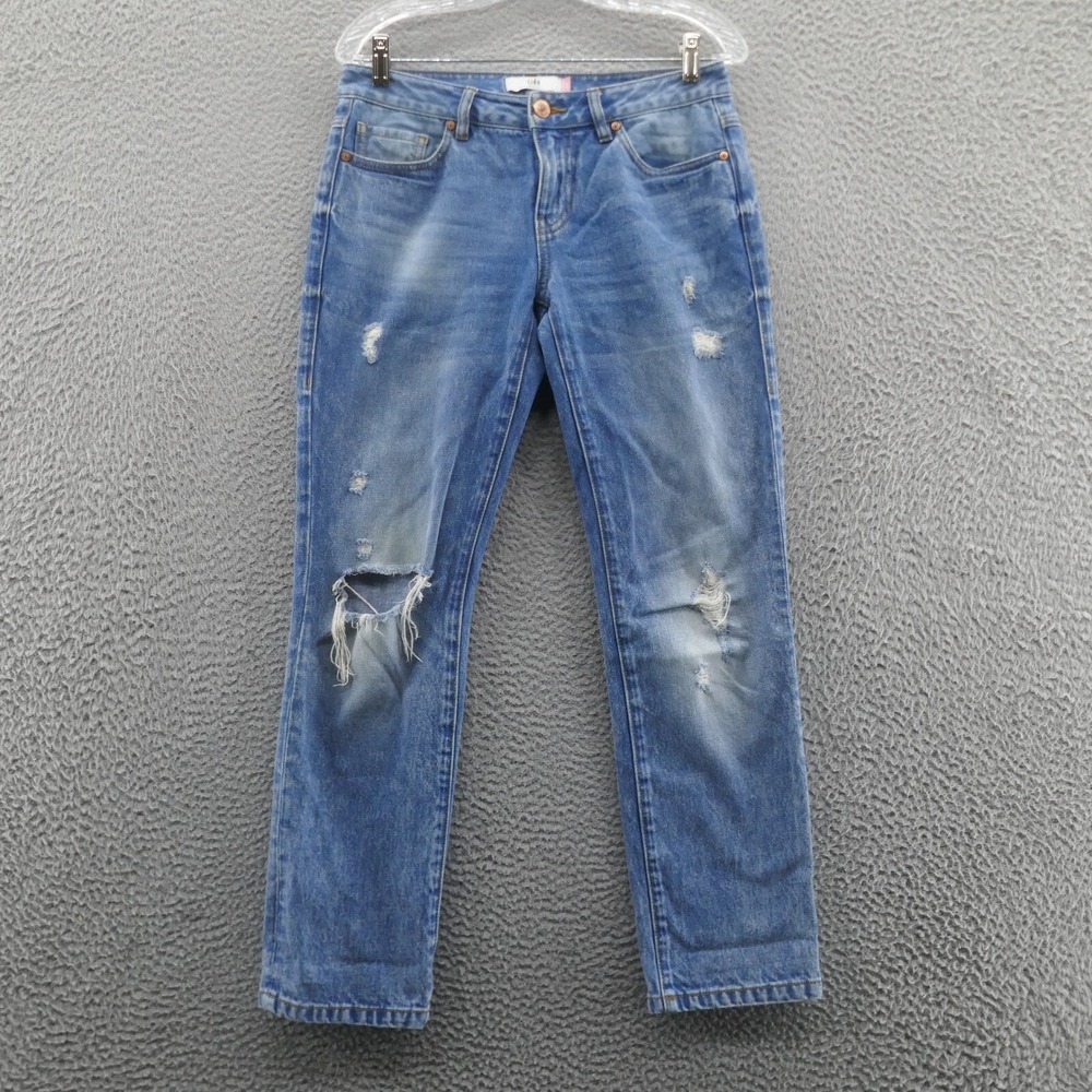 Cabi‎ Malibu Jeans Size 0 Blue Relaxed Tapered Womens Medium Wash Distressed